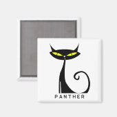 Aimant Chat noir atomique moderne du milieu du siècle (Recto/Verso)