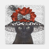 Aimant Chat noir avec Casquette fabuleux (Devant)