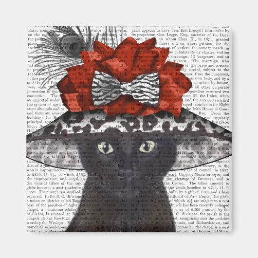 Aimant Chat noir avec Casquette fabuleux (Devant)