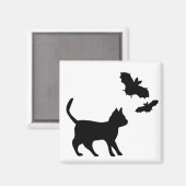 Aimant Chat noir avec chauve-souris (Recto/Verso)