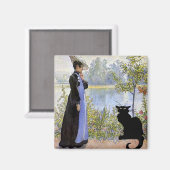 Aimant Chat Noir Avec Femme (Recto/Verso)