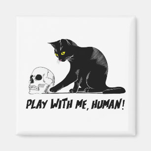 Aimant Chat Noir Avec Le Crâne Jouer Avec Moi Déplaisant