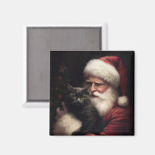 Aimant Chat noir avec Noël Festif du Père Noël (Recto/Verso)