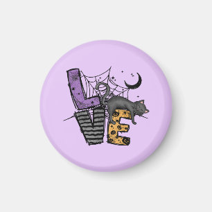 Aimant Chat noir azy en Spider Web avec amour