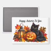 Aimant Chat Noir Bon Automne (Recto/Verso)