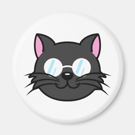 Aimant Chat noir Chat noir Chat gris Chat portant des lun (Devant)