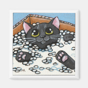Aimant Chat noir dans une boîte d'aimant de chat des