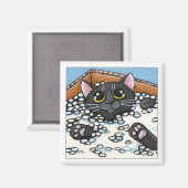 Aimant Chat noir dans une boîte d'arachides d'emballage | (Recto/Verso)