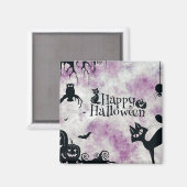 Aimant Chat noir de fête d'Halloween Diable Citrouille Ch (Recto/Verso)