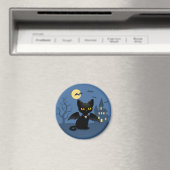 Aimant Chat noir de Halloween vampire avec des ailes (In Situ (Lave-vaisselle))