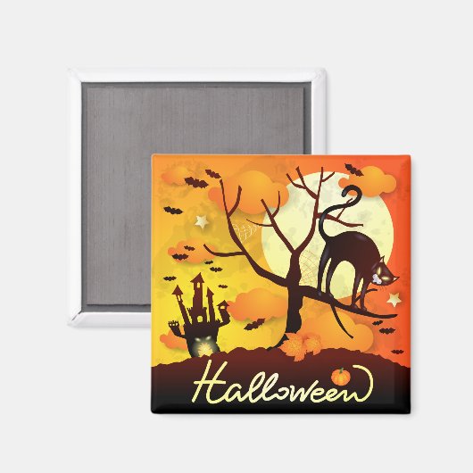 Aimant Chat noir d'Halloween (Recto/Verso)