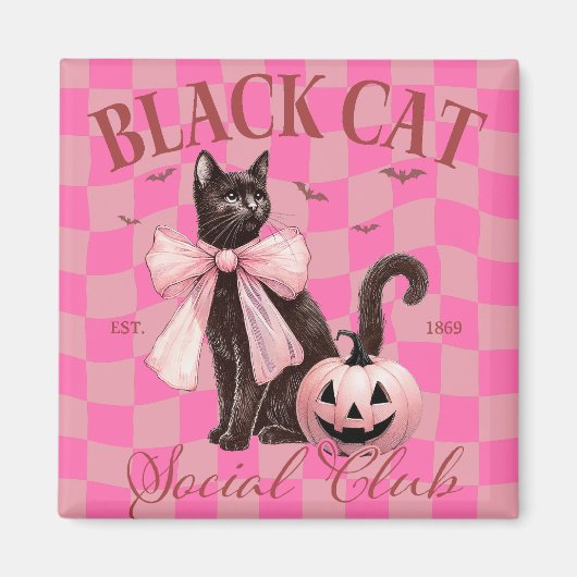 Aimant Chat noir d'Halloween Cute (Devant)
