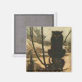 Aimant Chat noir d'Halloween effrayant Vintage Rackham (Recto/Verso)