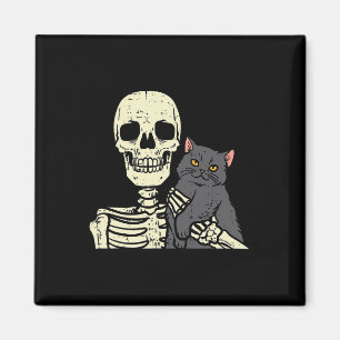 Aimant Chat noir d'Halloween sur squelette Costume d'épau