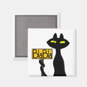 Aimant " Chat Noir Drôle " Bad Boogie - BlaBla- " (Recto/Verso)