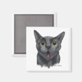 Aimant Chat noir drôle de dessin animé (Recto/Verso)
