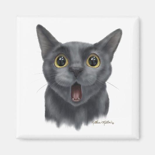 Aimant Chat noir drôle de dessin animé (Devant)