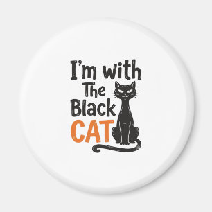 Aimant Chat noir drôle gravure vintage Halloween Design