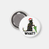 Aimant Chat Noir Drôle Poussant Arbre De Noël Sur Chat Ch (Recto/Verso)