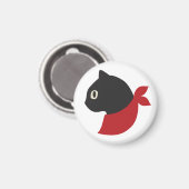 Aimant Chat noir Écharpe rouge (Recto/Verso)