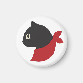 Aimant Chat noir Écharpe rouge