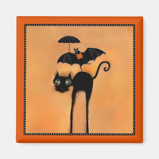 Aimant Chat noir et acrobate Halloween (Devant)