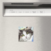 Aimant Chat noir et blanc (In Situ (Lave-vaisselle))