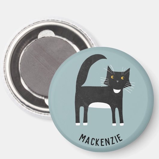 Aimant Chat noir et blanc personnalisé