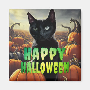 Aimant Chat noir et Citrouille