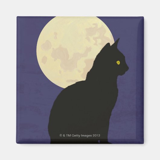 Aimant Chat noir et lune (Devant)