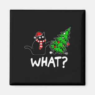 Aimant Chat Noir Fun Et Marrant Poussant L'Arbre De Noël