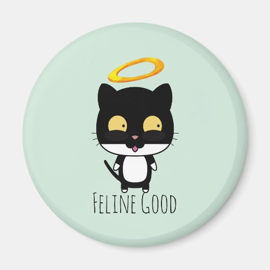 Aimant Chat Noir Fundy Pun Avec Halo - Feline Bon (Devant)