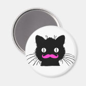 AIMANT CHAT NOIR FUNNY ROSE MUSTACHE (Recto/Verso)