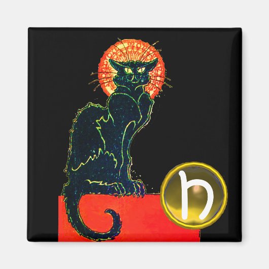 AIMANT CHAT NOIR HALLOWEEN PARTY GEM MONOGRAM (Devant)