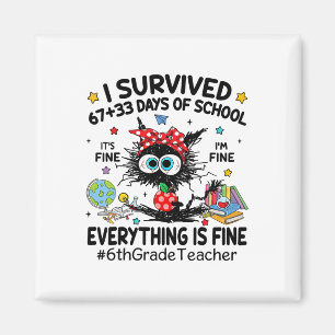 Aimant Chat Noir J'ai Survécu 67+33 Jours D'école 6e Anné