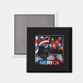 Aimant Chat noir patriotique Fireworks (Recto/Verso)