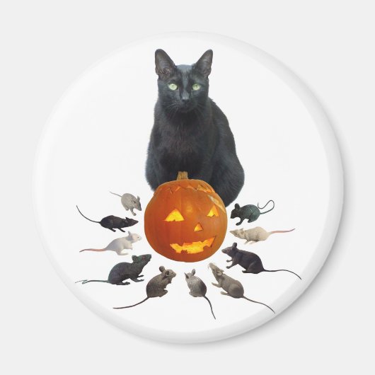 Aimant Chat noir, Rats et Jack-o-Lantern (Devant)