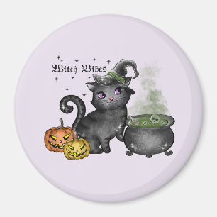 Aimant Chat noir sorcière   Vibes sorcières