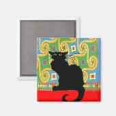 Aimant Chat noir sur papier peint Abstrait (Recto/Verso)