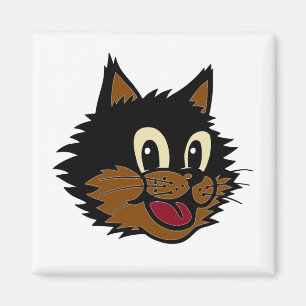 AIMANT CHAT NOIR TRÈS SOURIANT ET BROWN À COURSE NEUVE
