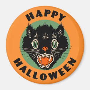 Aimant Chat noir vintage - Bonne Halloween