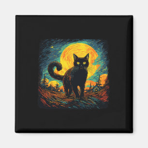 Aimant Chat noir Vintage style rétro Chat Art Travail Cha