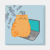 Aimant Chat orange de travail (Devant)