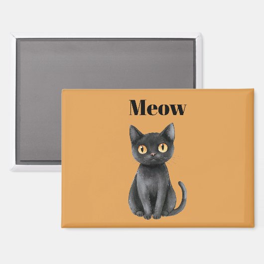 Aimant Chat orange noir Miaou (Recto/Verso)