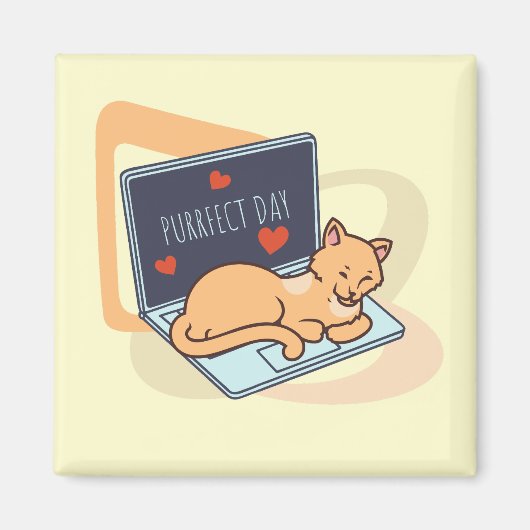 Aimant Chat ordinateur couché mignon (Devant)