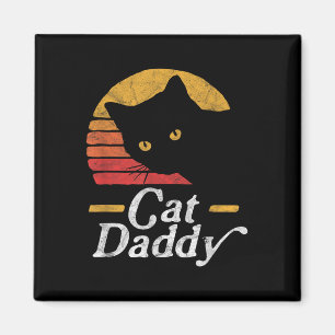 Aimant Chat Papa Vintage 80 Style Chat Rétro Disques