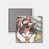 Aimant Chat par les livres (Recto/Verso)