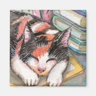 Aimant Chat par les livres
