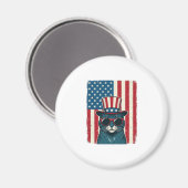 Aimant Chat Patriotique Drapeau Gravure Vintage Design de (Recto/Verso)