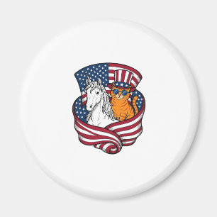 Aimant Chat patriotique et licorne vintage vecteur concep
